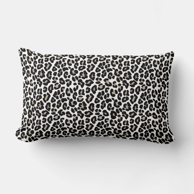 White Leopard Skin Wild Cat Animal Print Pattern Lumbar Pillow (Front)