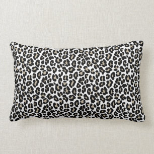 White Leopard Skin Wild Cat Animal Print Pattern Lumbar Pillow