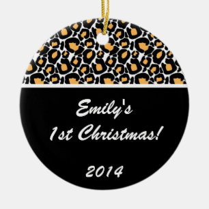 White Leopard Spot Personalized Name Ornament