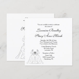 White Lesbian Wedding Invitation