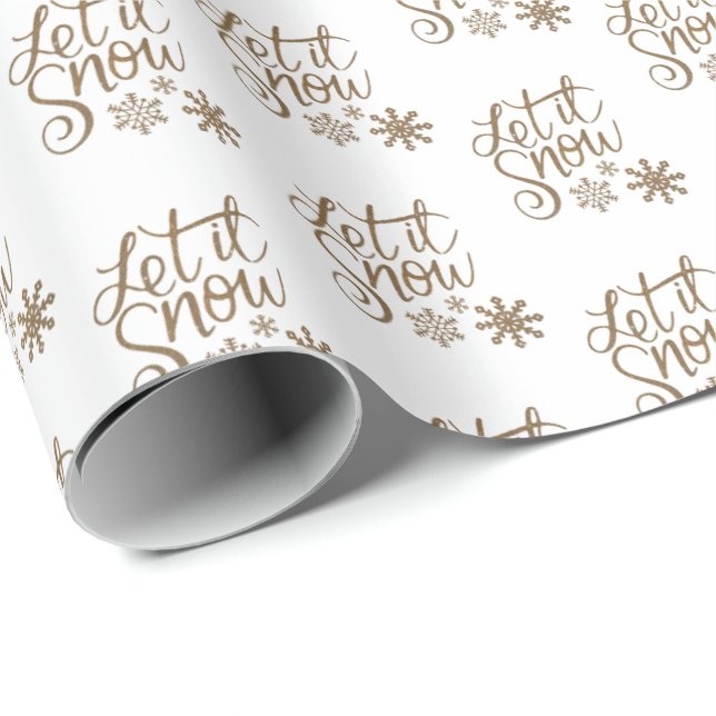 White | Let It Snow Christmas Wrapping Paper (Roll Corner)