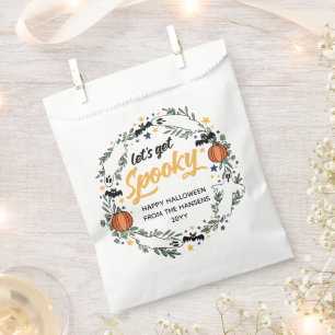 White Let's Get Spooky Ghosts Halloween Wreath Favour Bag