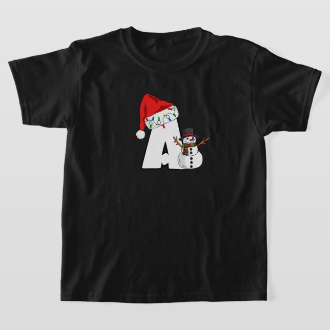 White letter A for Christmas T-Shirt (Laydown)