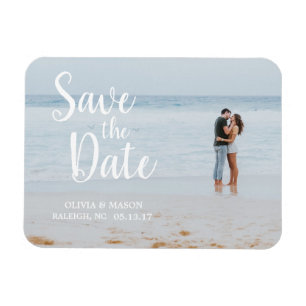 White Lettered Overlay   Save the Date Magnet