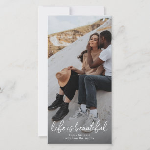 White Lettering Holiday Christmas Photo Card