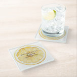 White Life Gives You Lemons Quote Glass Coaster<br><div class="desc">yellow fruit lemon quote: when life gives you lemons,  make lemonade</div>