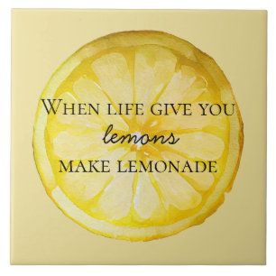White Life Gives You Lemons Quote Tile