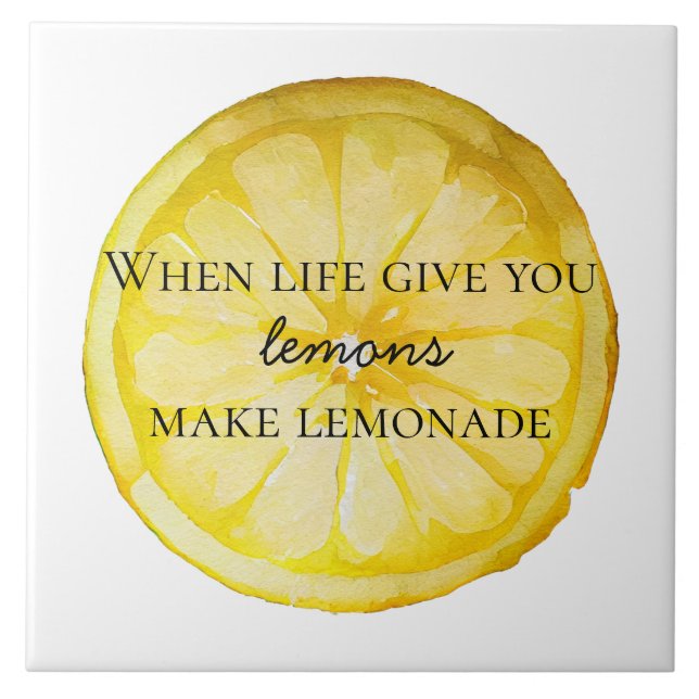 White Life Gives You Lemons Quote Tile (Front)