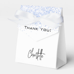 White light blue glitter sparkles name thank you favor box