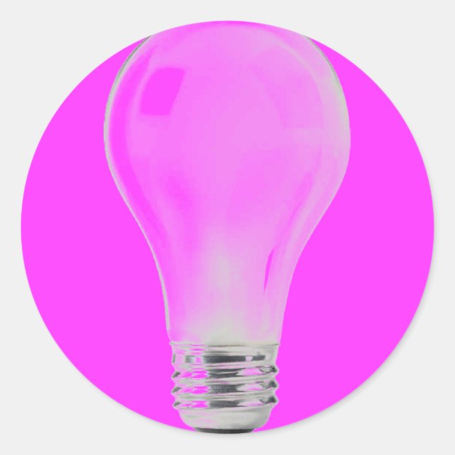 WHITE LIGHT BULB CLASSIC ROUND STICKER (Front)