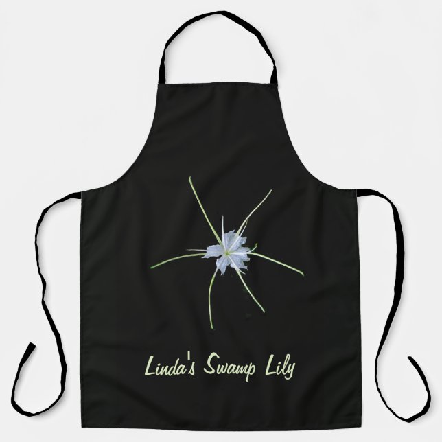 White & Light Green Garden Lily Apron (Front)
