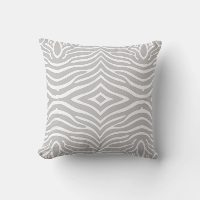 White & Light Grey Classic Zebra Pattern Throw Pillow (Front)
