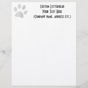 White/Light Grey Halftone Paw Print Letterhead