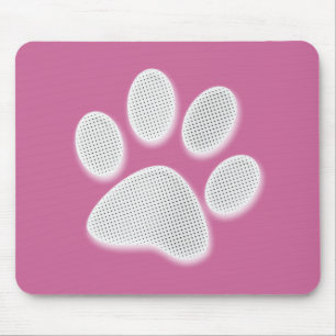 White/Light Grey Halftone Paw Print Mouse Pad