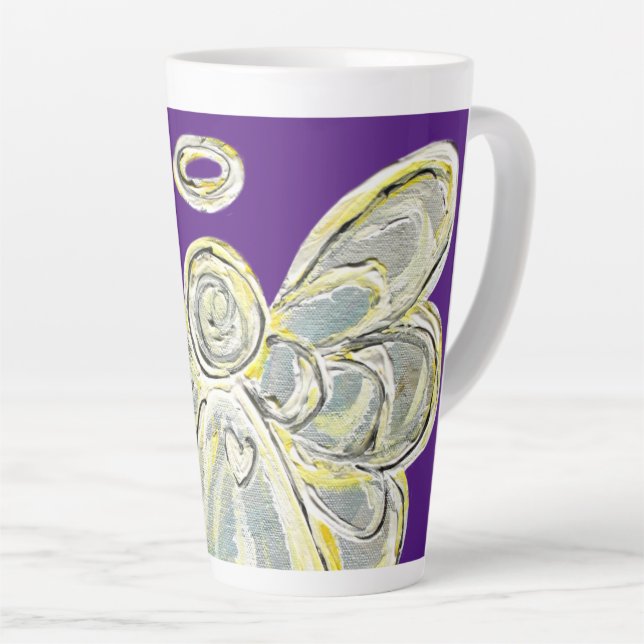 White Light Guardian Angel Custom Latte Mug Cup (Right Angle)