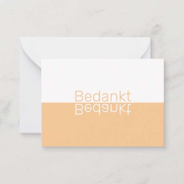 White & Light Orange Modern Dutch Thank You Card (Front)