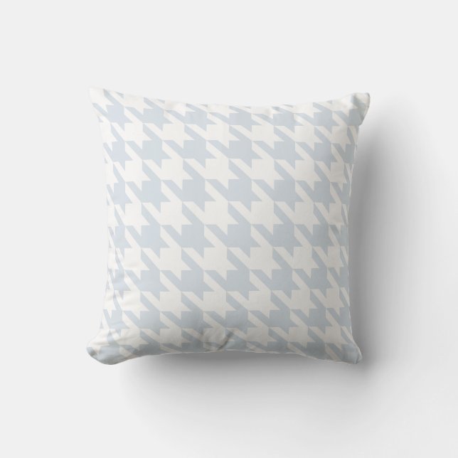 White Light Silver Blue Houndstooth Throw Pillow (Front)