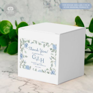 White Light Soft Paste Blue Flowers Floral Wedding Favor Box