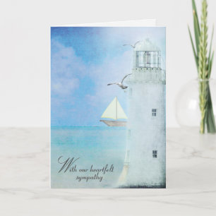 White Lighthouse and Sailboat Sympathy Card