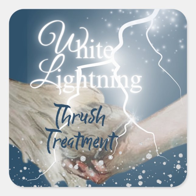 white lightning thrush treatment square sticker (Front)