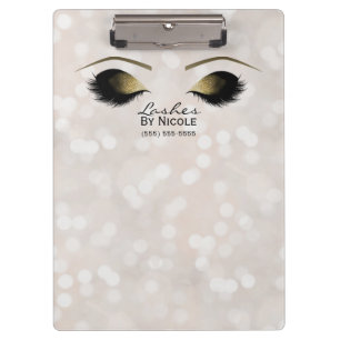White Lights Gold Makeup Eyes Lashes Personalized Clipboard