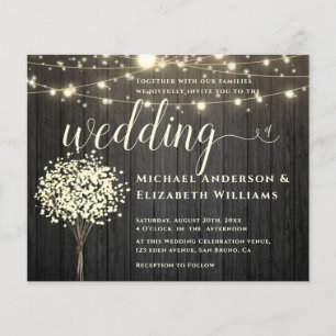 White Lights String & Natural Rustic Wood wedding Flyer