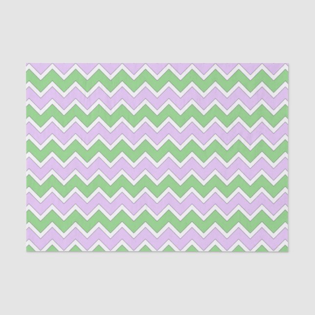 White, Lilac and Green Chevron Tissue Paper (Front)