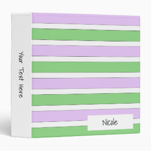 White, Lilac and Green Stripes Binder