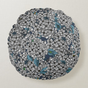 White Lilac garden Round Pillow