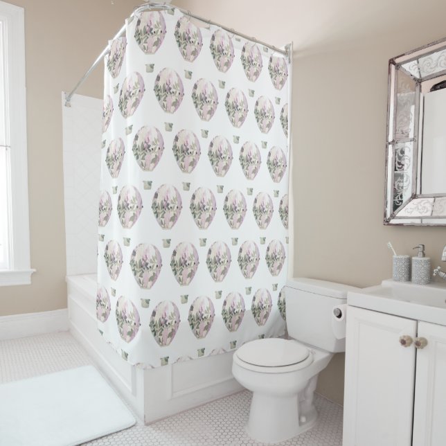 WHITE LILAC HOT AIR BALLOON PATTERN (In Situ)
