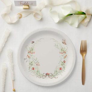 White Lilacs Floral Whimsical Vintage Elegant Paper Plate