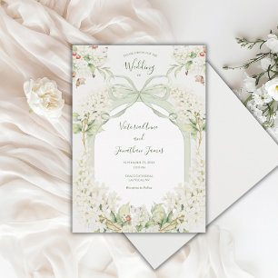 White Lilacs Vintage Elegant Wedding Invitation