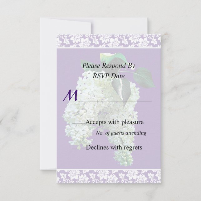 White Lilacs Wedding Invitation (Front)