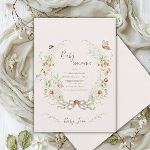 White Lilacs Whimsical Vintage Baby Shower Invitation