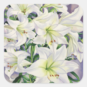 White Lilies 2008 Square Sticker