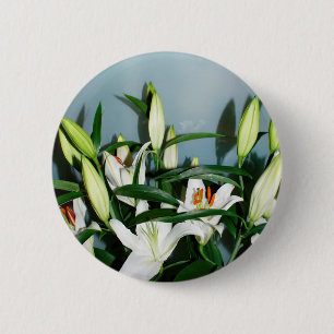 White lilies 2 inch round button