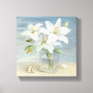 White Lilies and Shells Canvas Print