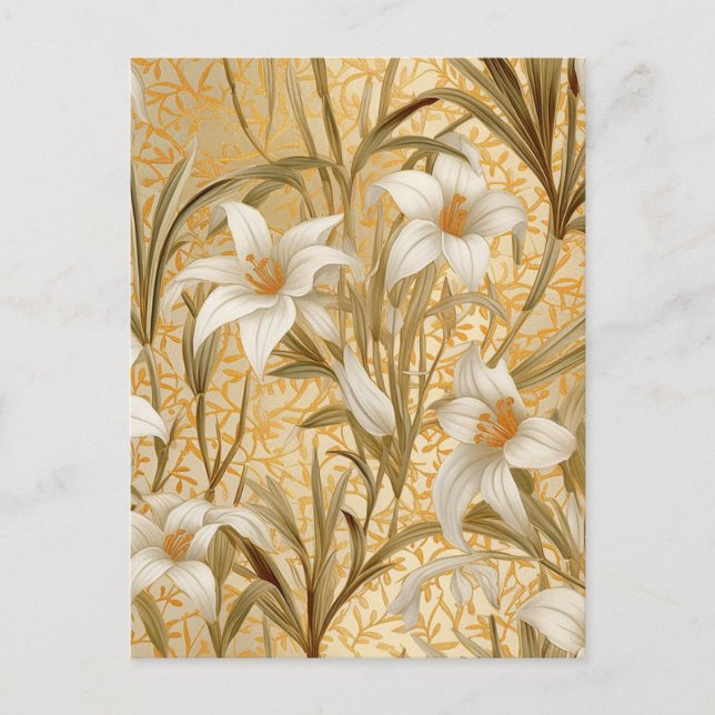 White Lilies Chiyogami  Postcard (Front)