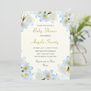 White Lilies Fleurs Baby shower Invitation