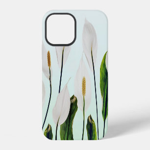 White Lilies Flowers Blue Seamless iPhone 12 Case