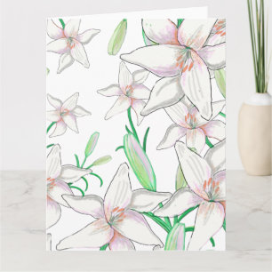 White Lilies Illustration  Card