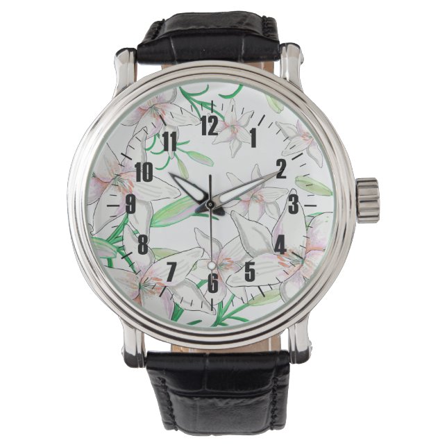 White Lilies Illustration  Watch (Front)
