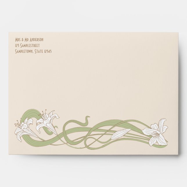 White Lilies Invitation Envelopes (Front)