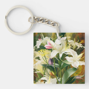 White Lilies Keychain