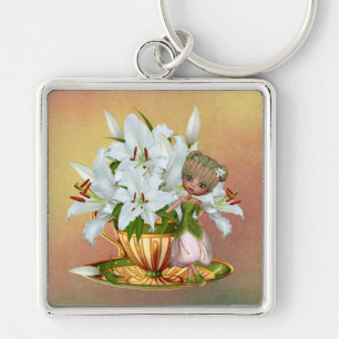 White Lilies keychain
