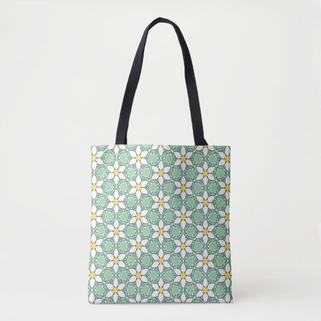 White Lilies Pattern Tote Bag (Front)
