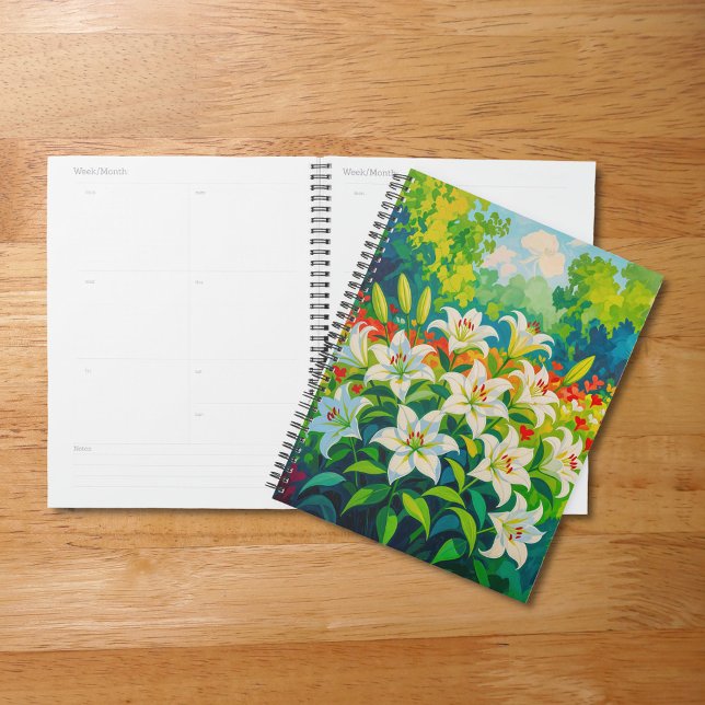 White Lilies Planner (Planner with white lilies)