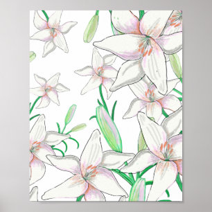 White Lilies  Poster