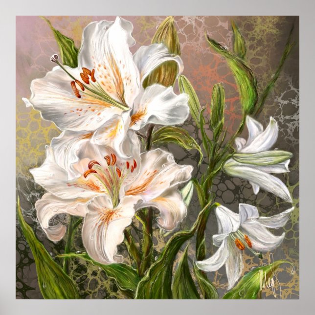 White Lilies Poster (Front)
