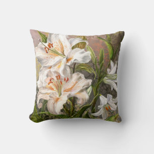White Lilies Throw Pillow